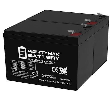 12v 9AH Battery For Liftmaster RSW12VDC Swing Gate - 2 Pack